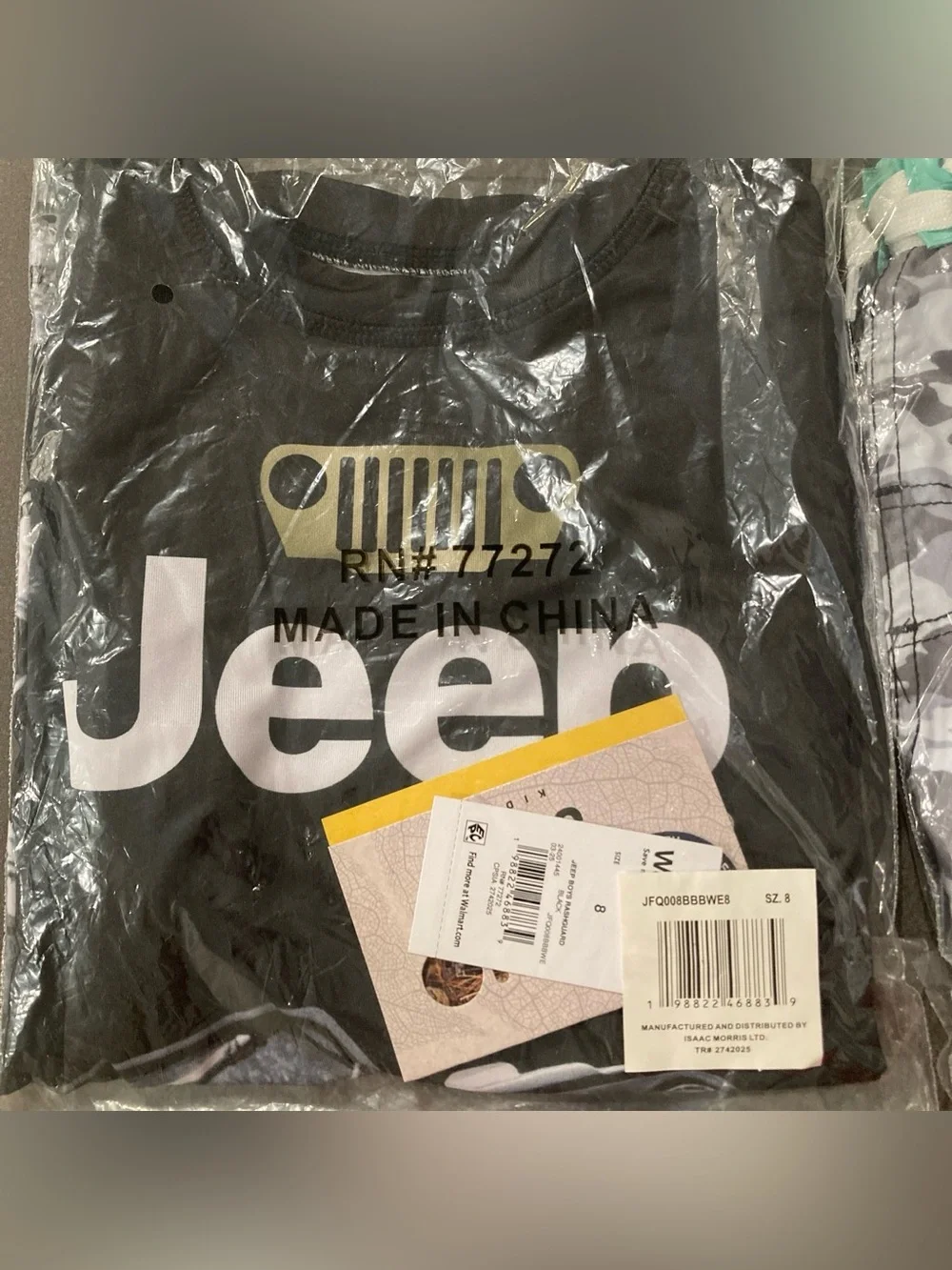 Jeep Boys Gray Camo Swim Shorts with shirt set